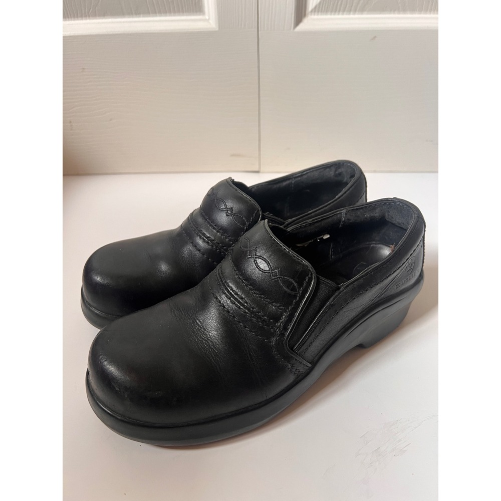 Ariat Womens Black Leather Composite Toe Safety Clog Slip On Work Shoes 7.5